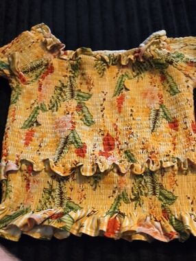 Hot Kiss Yellow Floral Smocked Ruffle Dress